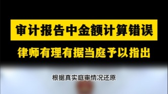 审计报告中金额计算错误，律师有理有据当庭予以指出