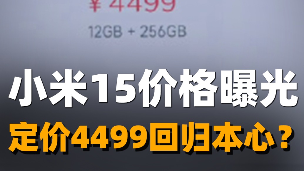 小米15價(jià)格曝光，定價(jià)4499回歸本心？